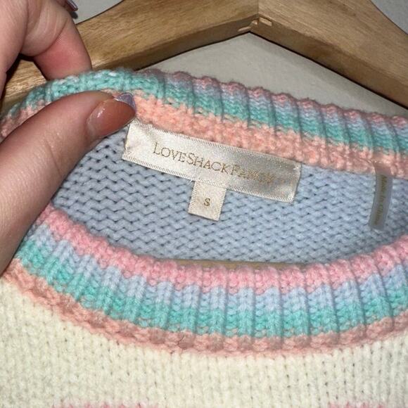 Loveshackfancy Emani Crewneck Sweater Fairy Forest Pink/Blue Size Small - Picture 3 of 8